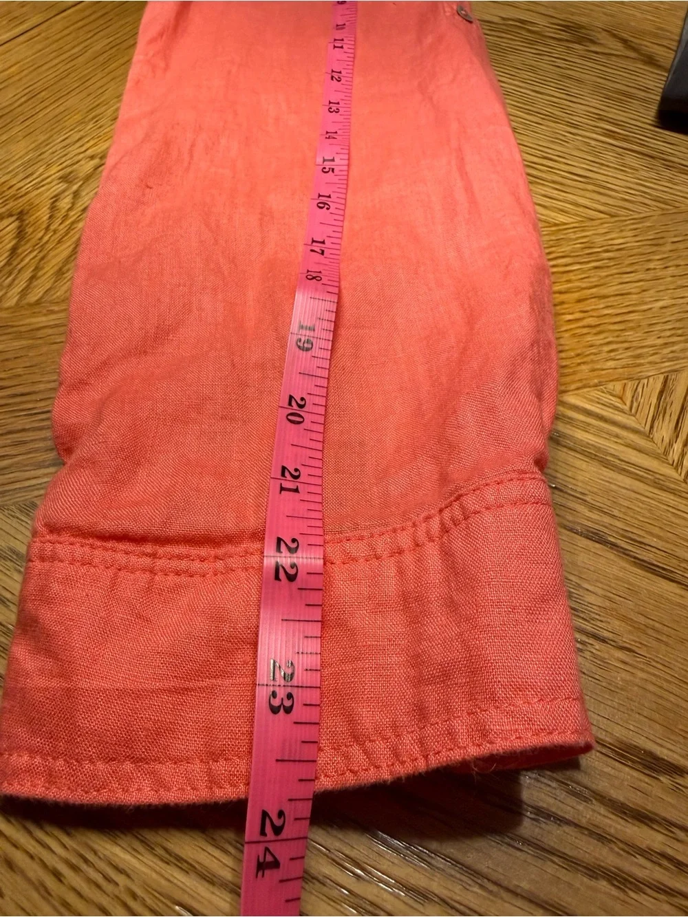 Malvin Linen Women's Coral Button-Front Pintuck Blouse- Size M/8